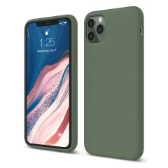 Husa iPhone 11 Pro Casey Studios Premium Soft Silicone - Nectarine Webster Green 