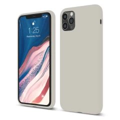 Husa iPhone 11 Pro Casey Studios Premium Soft Silicone - Nectarine Gray 