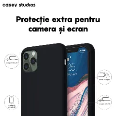 Husa iPhone 11 Pro Max Casey Studios Premium Soft Silicone - Negru Negru