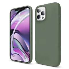 Husa iPhone 12/12 Pro Casey Studios Premium Soft Silicone - Nectarine Webster Green 