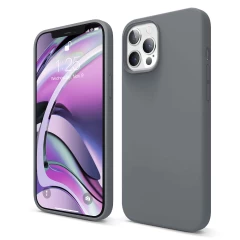 Husa iPhone 12/12 Pro Casey Studios Premium Soft Silicone - Nectarine Gri Inchis 