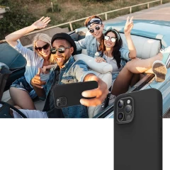Husa iPhone 12/12 Pro Casey Studios Premium Soft Silicone - Negru Negru