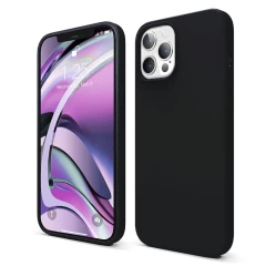 Husa iPhone 12/12 Pro Casey Studios Premium Soft Silicone - Nectarine Negru 