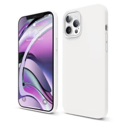 Husa iPhone 12/12 Pro Casey Studios Premium Soft Silicone - Nectarine White 