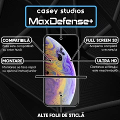 Folie Sticla iPhone XS Max Casey Studios Full Screen 9H + Kit de Instalare Cadou - Negru Negru
