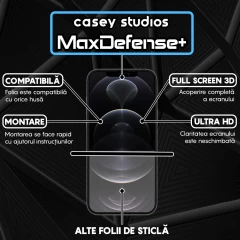 Folie Sticla iPhone 12 Pro Max Casey Studios Full Screen 9H + Kit de Instalare Cadou - Negru Negru