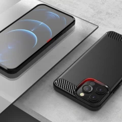 Husa Arpex Carbon Case Flexible Cover TPU pentru iPhone 13 Pro Max black - Negru Negru