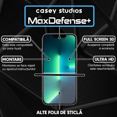 Folie Sticla iPhone 13 / 13 Pro Casey Studios Full Screen 9H + Kit de Instalare Cadou - Negru Negru