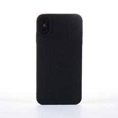 Husa iPhone XS Max Casey Studios Grained Leather - Negru