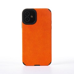 Husa iPhone 11 Casey Studios Grained Leather - Portocaliu