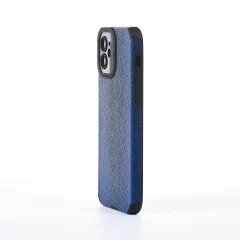Husa iPhone 12 Casey Studios Grained Leather - Albastru Albastru