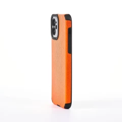 Husa iPhone 12 Casey Studios Grained Leather - Portocaliu Portocaliu