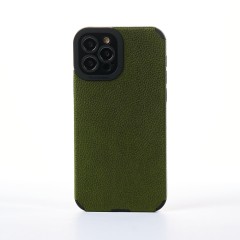 Husa iPhone 12 Pro Casey Studios Grained Leather - Verde