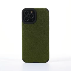 Husa iPhone 12 Pro Casey Studios Grained Leather - Negru Verde 