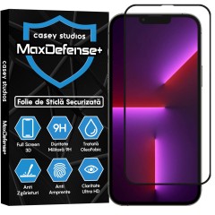 Folie Sticla iPhone 13 Pro Max Casey Studios Full Screen 9H + Kit de Instalare Cadou - Negru