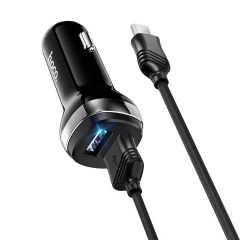 Kit Incarcator Auto 2xUSB-A, 12W, 2.4A + Cablu USB-A to Micro-USB 1.0mHOCO (Z40 Superior) - Negru Negru