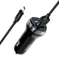 Kit Incarcator Auto 2xUSB-A, 12W, 2.4A + Cablu USB-A to Micro-USB 1.0mHOCO (Z40 Superior) - Negru