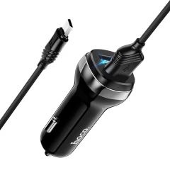 Kit Incarcator Auto 2xUSB-A, 12W, 2.4A + Cablu USB-A to Micro-USB 1.0mHOCO (Z40 Superior) - Negru Negru