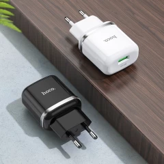 Incarcator Priza Fast Charge USB-A, QC 3.0, 18W, 3A HOCO (N3 Special) - Negru Negru