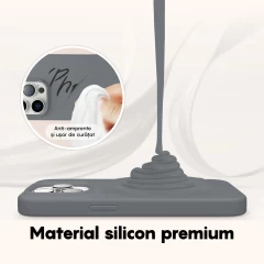 Husa iPhone 14 Pro Max Casey Studios Premium Soft Silicone Dark Gray