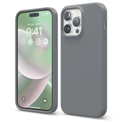 Husa iPhone 14 Pro Max Casey Studios Premium Soft Silicone Dark Gray 