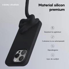 Husa iPhone 14 Pro Casey Studios Premium Soft Silicone - Negru Negru