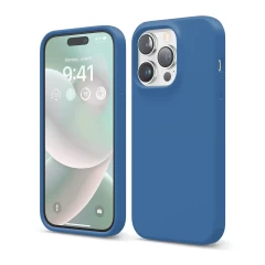 Husa iPhone 14 Pro Casey Studios Premium Soft Silicone - Lilac Cadet Blue 