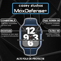 Folie Regenerabila 41 MM - 1/2/3/4/5/6/7/8/SE/Ultra, de Protectie, Casey Studios MaxDefense+ - Negru Negru