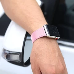 Curea Apple Watch 1/2/3/4/5/6/7/8/SE/Ultra - 42/44/45/49 MM Leather Casey Studios, din Piele Naturala Casey Studios - Pink Pink