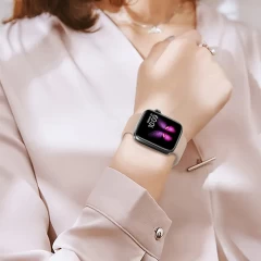 Curea Apple Watch 1/2/3/4/5/6/7/8/SE - 38/40/41 MM Silicone Sport Loop Casey Studios, din Silicon Casey Studios - Pink Sand Pink Sand