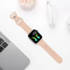 Curea Apple Watch 1/2/3/4/5/6/7/8/SE - 38/40/41 MM Silicone Sport Loop Casey Studios, din Silicon Casey Studios - Pink Sand Pink Sand