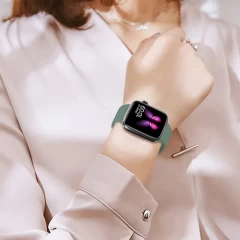 Curea Apple Watch 1/2/3/4/5/6/7/8/SE - 38/40/41 MM Silicone Sport Loop Casey Studios, din Silicon Casey Studios - Pine Green Pine Green