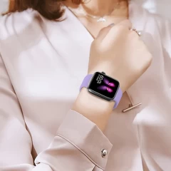 Curea Apple Watch 1/2/3/4/5/6/7/8/SE - 38/40/41 MM Silicone Sport Loop Casey Studios, din Silicon Casey Studios - Lillac Lillac