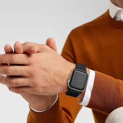 Curea Apple Watch 1/2/3/4/5/6/7/8/SE/Ultra - 42/44/45/49 MM Braided Loop Ajustabila Casey Studios, din Material Textil Casey Studios - Black Black