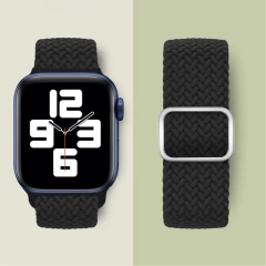 Curea Apple Watch 1/2/3/4/5/6/7/8/SE/Ultra - 42/44/45/49 MM Braided Loop Ajustabila Casey Studios, din Material Textil Casey Studios - Black Black