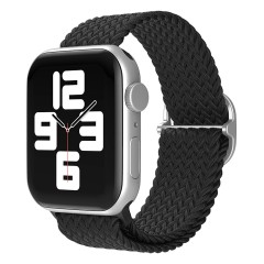 Curea Apple Watch 1/2/3/4/5/6/7/8/SE/Ultra - 42/44/45/49 MM Braided Loop Ajustabila Casey Studios, din Material Textil Casey Studios - Black