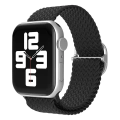 Curea Apple Watch 1/2/3/4/5/6/7/8/SE/Ultra - 42/44/45/49 MM Braided Loop Ajustabila Casey Studios, din Material Textil Casey Studios - Black Black