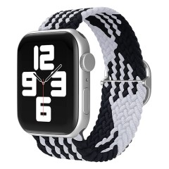 Curea Apple Watch 1/2/3/4/5/6/7/8/SE/Ultra - 42/44/45/49 MM Braided Loop Ajustabila Casey Studios, din Material Textil Casey Studios - Black/white