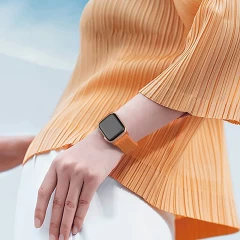 Curea Apple Watch 1/2/3/4/5/6/7/8/SE/Ultra - 38/40/42 MM Braided Loop Ajustabila Casey Studios, din Material Textil - Hermes Orange Hermes Orange