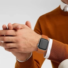 Curea Apple Watch 1/2/3/4/5/6/7/8/SE/Ultra - 38/40/42 MM Braided Loop Ajustabila Casey Studios, din Material Textil - Hermes Orange Hermes Orange