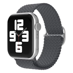 Curea Apple Watch 1/2/3/4/5/6/7/8/SE/Ultra - 38/40/42 MM Braided Loop Ajustabila Casey Studios, din Material Textil - Mixed Colors Space Gray 