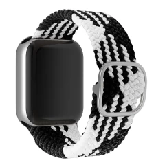 Curea Apple Watch 1/2/3/4/5/6/7/8/SE/Ultra - 38/40/42 MM Braided Loop Ajustabila Casey Studios, din Material Textil - Black/white Black/white