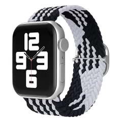 Curea Apple Watch 1/2/3/4/5/6/7/8/SE/Ultra - 38/40/42 MM Braided Loop Ajustabila Casey Studios, din Material Textil - Mixed Colors Black/white 