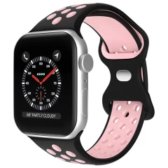 Curea Apple Watch 1/2/3/4/5/6/7/8/SE/Ultra - 42/44/45/49 MM Silicone Sport Loop Casey Studios, din Silicon, cu Perforatii Casey Studios - Midnight Blue / White Black / Pink 
