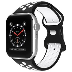 Curea Apple Watch 1/2/3/4/5/6/7/8/SE/Ultra - 42/44/45/49 MM Silicone Sport Loop Casey Studios, din Silicon, cu Perforatii Casey Studios - Black/white
