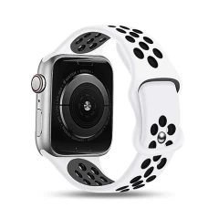 Curea Apple Watch 1/2/3/4/5/6/7/8/SE/Ultra - 42/44/45/49 MM Silicone Sport Loop Casey Studios, din Silicon, cu Perforatii Casey Studios - White/black White/black
