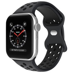 Curea Apple Watch 1/2/3/4/5/6/7/8/SE - 38/40/41 MM Silicone Sport Loop Casey Studios, din Silicon, cu Perforatii Casey Studios - Black