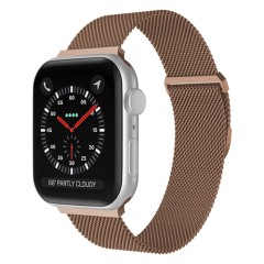 Curea Apple Watch 1/2/3/4/5/6/7/8/SE/Ultra - 42/44/45/49 MM Milanese Dual Loop Casey Studios, Metalica Casey Studios - Rose Gold