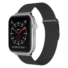 Curea Apple Watch 1/2/3/4/5/6/7/8/SE/Ultra - 42/44/45/49 MM Milanese Dual Loop Casey Studios, Metalica Casey Studios - Silver Dark Gray 