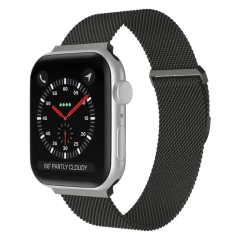 Curea Apple Watch 1/2/3/4/5/6/7/8/SE - 38/40/41 MM Milanese Dual Loop Casey Studios, Metalica Casey Studios - Black Dark Gray 